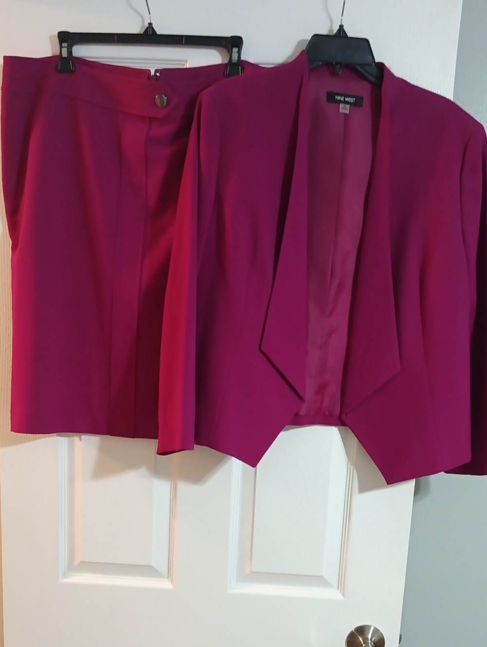 Nine West Women's Magenta Blazer and Skirt Set